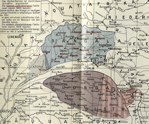 Map of the Historical Boundaries of the ABIR and Anversoise Rubber Concessions / Heinrich Jakob Waltz, Das Konzessionswesen im Belgischen Kongo Veroffentlichungen des Reichskolonialmts, No 9, G Fischer Jena, 1918. Map of the Historical Boundaries of the ABIR and Anversoise Rubber Concessions / Heinrich Jakob Waltz, Das Konzessionswesen im Belgischen Kongo Veroffentlichungen des Reichskolonialmts, No 9, G Fischer Jena, 1918.